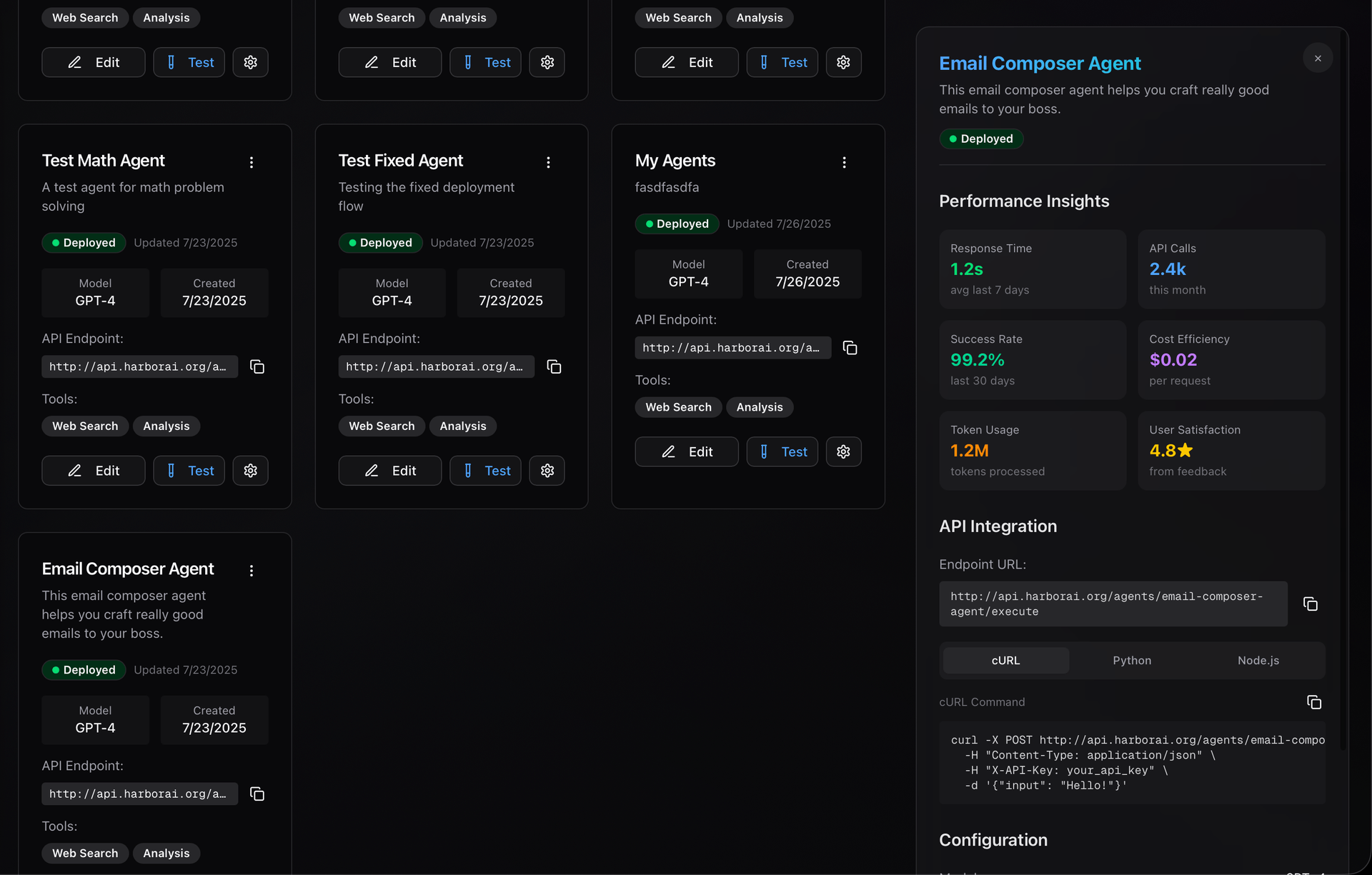 Harbor Agent Management Dashboard